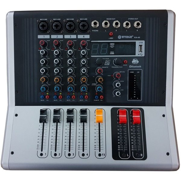 Mixer cu amplificare, 4 intrari microfon, USB 4 canale WVNGR KA-40