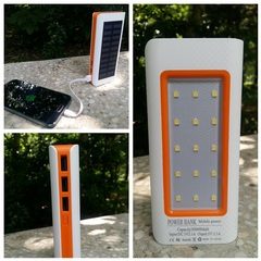 Baterie externa solara 20000 mAh Power Bank cu acumulator si 3 porturi USB tip C