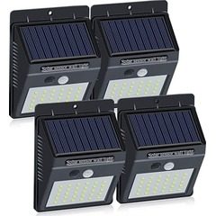 Set 4 lampi solare de perete cu senzor de miscare si lumina cu 30 leduri