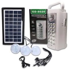 Kit solar de iluminat GDLite GD-8020 cu 3 becuri incluse ideal pentru Camping